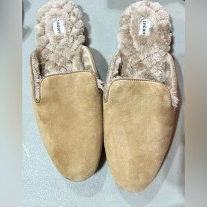Birdies The Phoebe Tan Suede Fuzzy Lined Mule